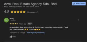 ejen hartanah johor terbaik review google 1